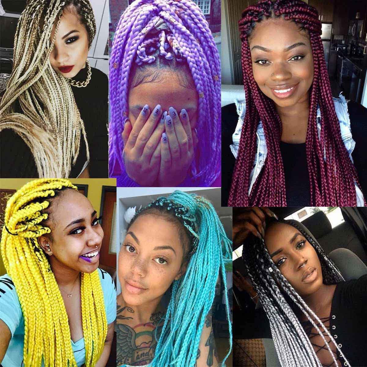 DOREN Ombre Jumbo Braiding Colorful Hair Extensions for Women DIY Synthetic Kanekalon Crochet Box Braids 100g/pc 3Packs/Lot(24 Inch, B16 Black to Mint Green)