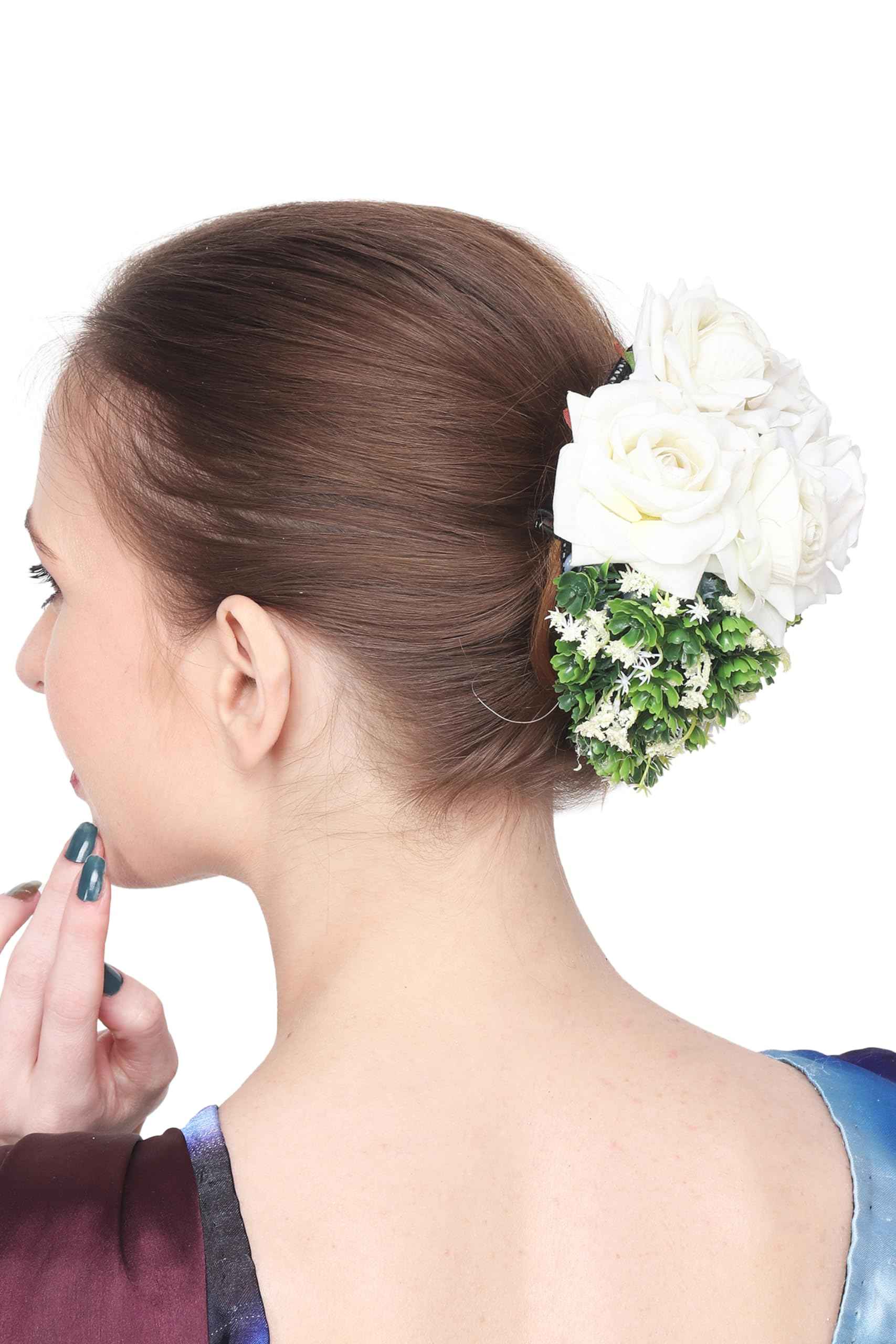 Blooming Artificial Flowers Hair Buns for Wedding, Party, and Other Occassions
