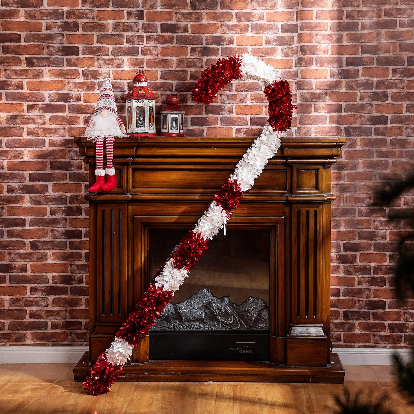 Yinder 2 Pcs Candy Cane Christmas Decorations 14 x 50 Inch Red and White Tinsel Giant Candy Cane Hanging Candy Cane Decor Candy Cane Stick for Xmas Party DIY Holiday Outdoor Indoor Supplies