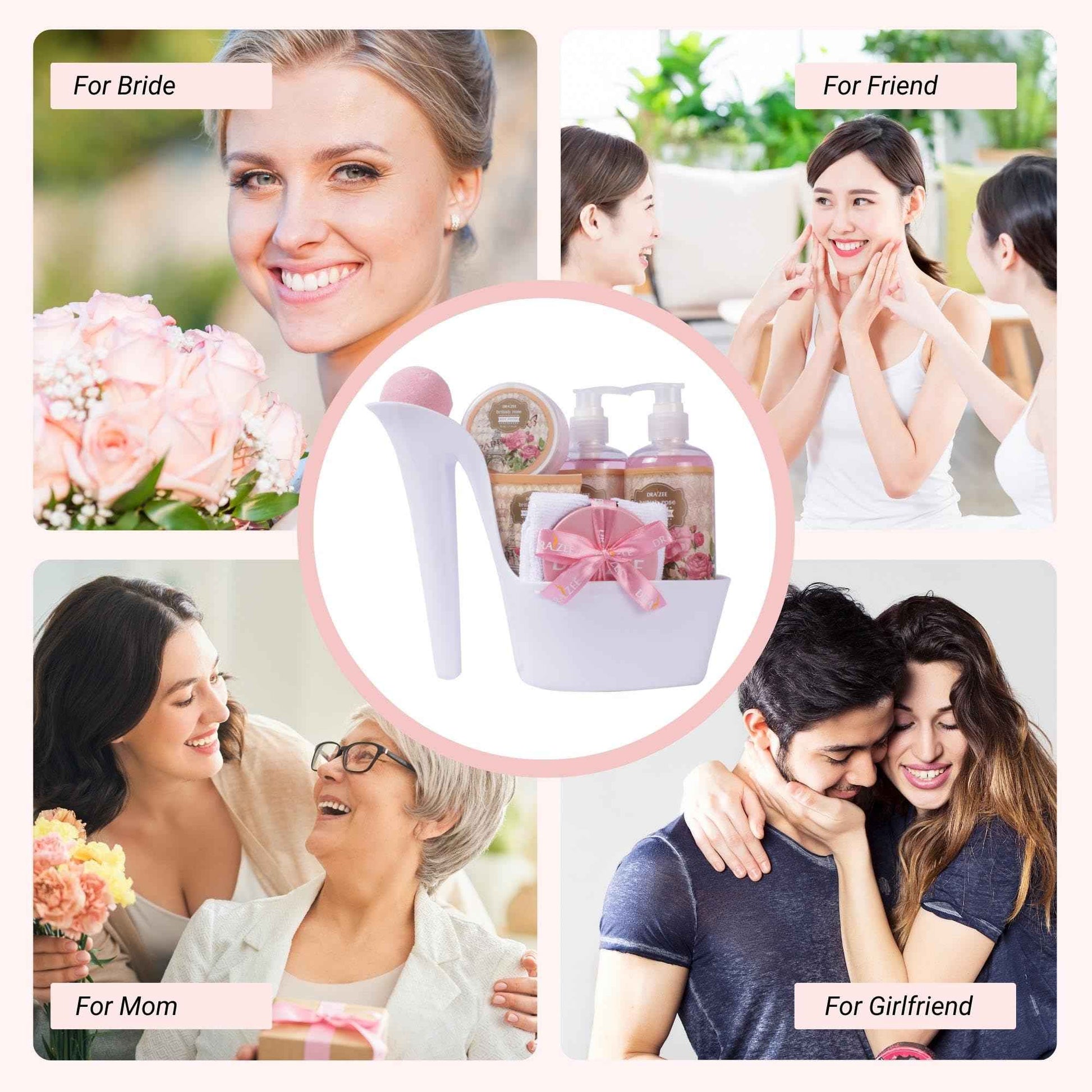 Luxury Spa Gifts for Women – 8 Pc Rose Scented Bath and Body Set with Bubble Bath, Lotion & More – Luxury Self Care Kit for Wife, Mom, Girlfriend, Christmas & Birthday Gifts for Women by Draizee