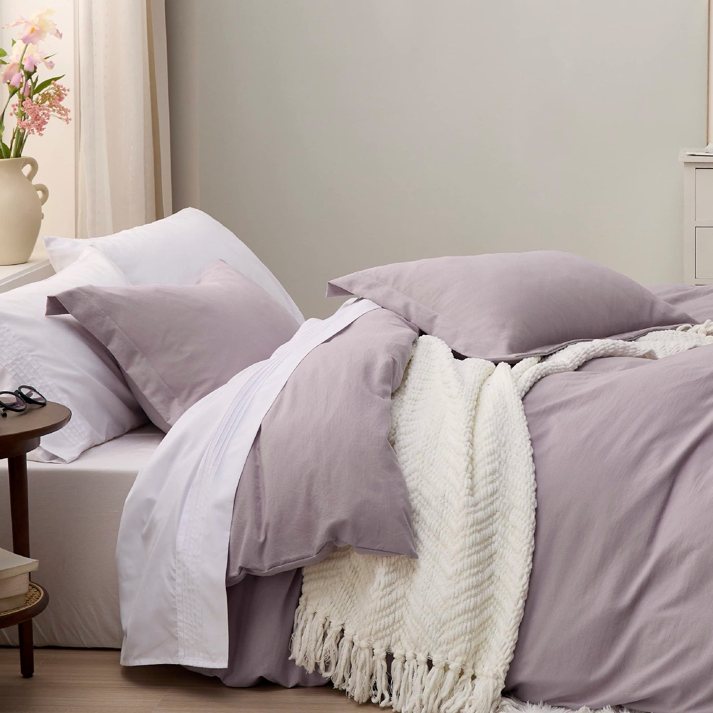 Bedsure Dusty Purple Twin Duvet Cover Set - Soft Prewashed Duvet Cover Twin Size, 2 Pieces, 1 Duvet Cover 68x90 Inches with Zipper Closure and 1 Pillow Sham, Comforter Not Included