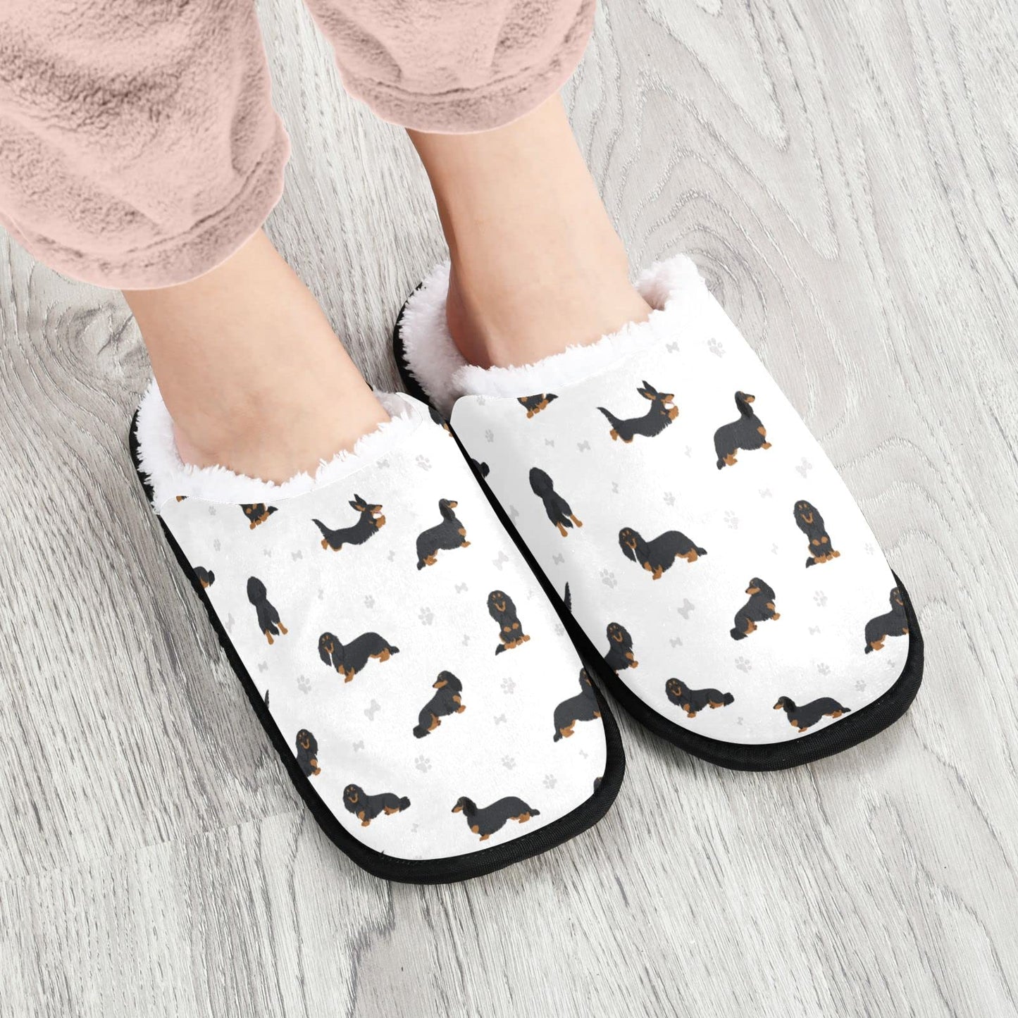 Umidedor Dachshund Paw Dog Slippers for Women Girls, Soft Memory Foam Non-Slip Indoor House Slippers Home Shoes for Bedroom Hotel Travel Spa