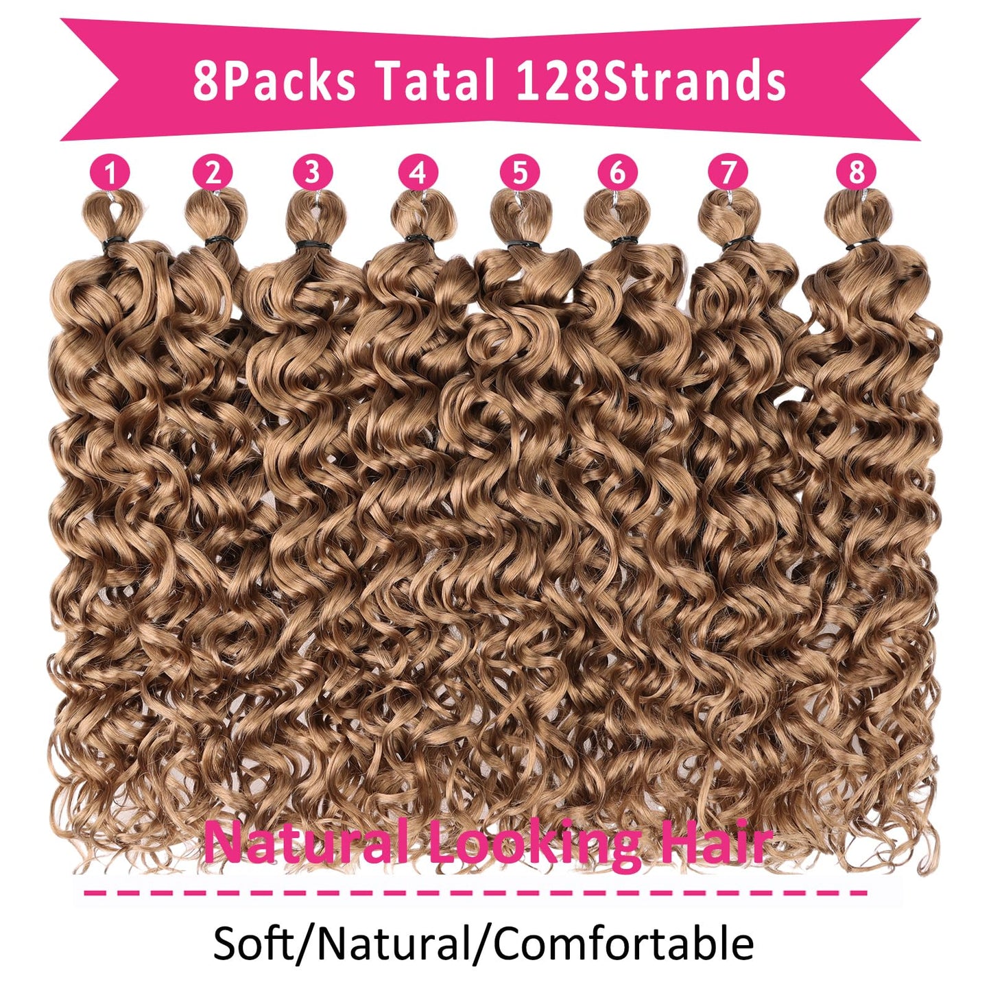 Unionbeauty GoGo Curl Crochet Hair 18 Inch Ocean Wave Crochet Braids 8 Packs Water Wave Crochet Hair Bohemian Beach Curl Crochet Braids Curly Crochet Hair Synthetic Curly Braiding Hair for Woman 27#