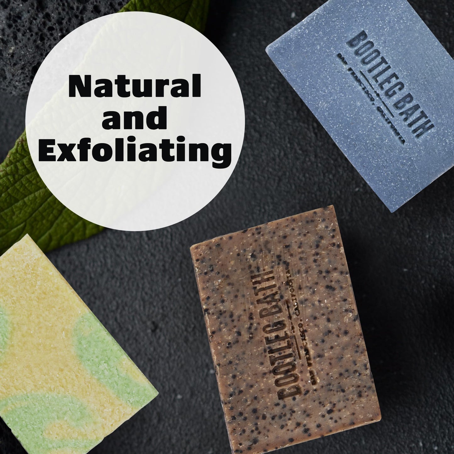 BOOTLEG BATH Natural Exfoliating Bar Soap- Variety Pack Hydrating and Moisturizing Skincare for Men and Women, Cold Brew, Highball, Salted Margarita, Eco Friendly, Hand Made in USA, 4.4 oz Each Bar