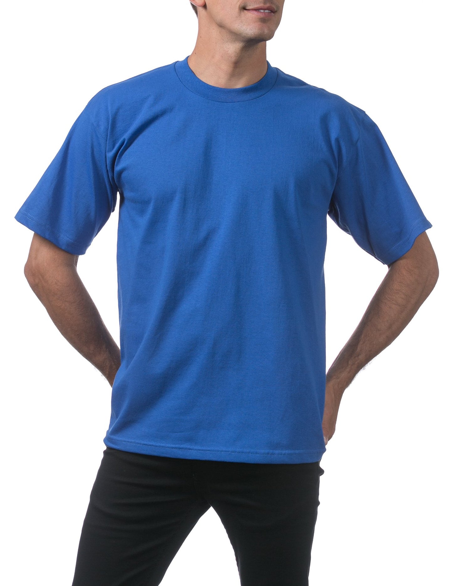 Pro Club Men's Heavyweight Cotton Short Sleeve Crew Neck T-Shirt, Royal, Small