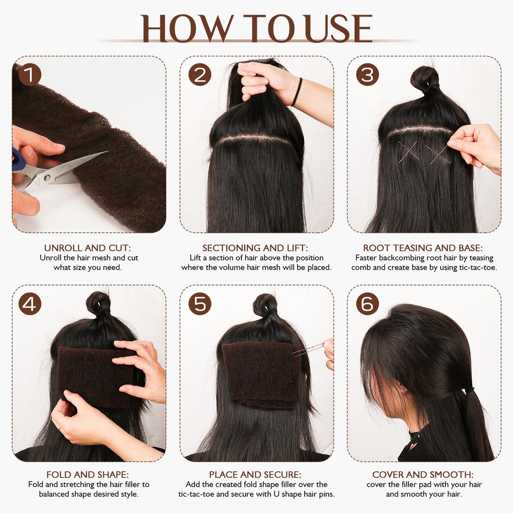 YGQQOY Hair Sponge for Updo,Hair Filler, Hair Donuts for Updos,Volume Hair Bumps Tool, Hair Padding,Dark Brown