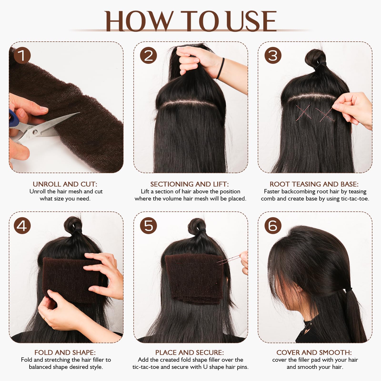 YGQQOY Updo Hair Filler,Hair Padding,Hair Sponge for Updo, Hair Donuts for Updos,Volume Hair Bumps it Tool and Hairpins, Light Brown