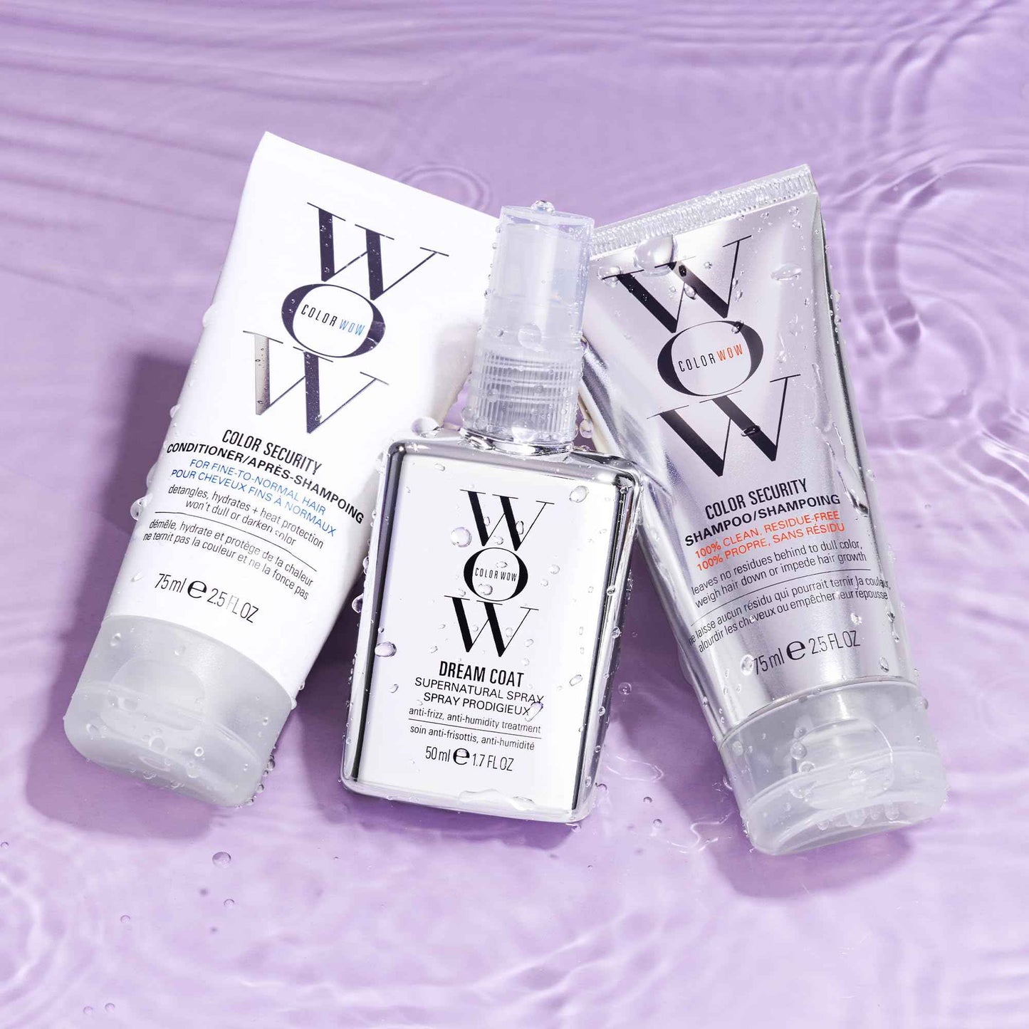 COLOR WOW Dream Smooth Travel Kit – Includes Shampoo, Conditioner and Dream Coat – Get the silky, liquidy, glossy texture of your dreams and defy humidity for days, everywhere you go