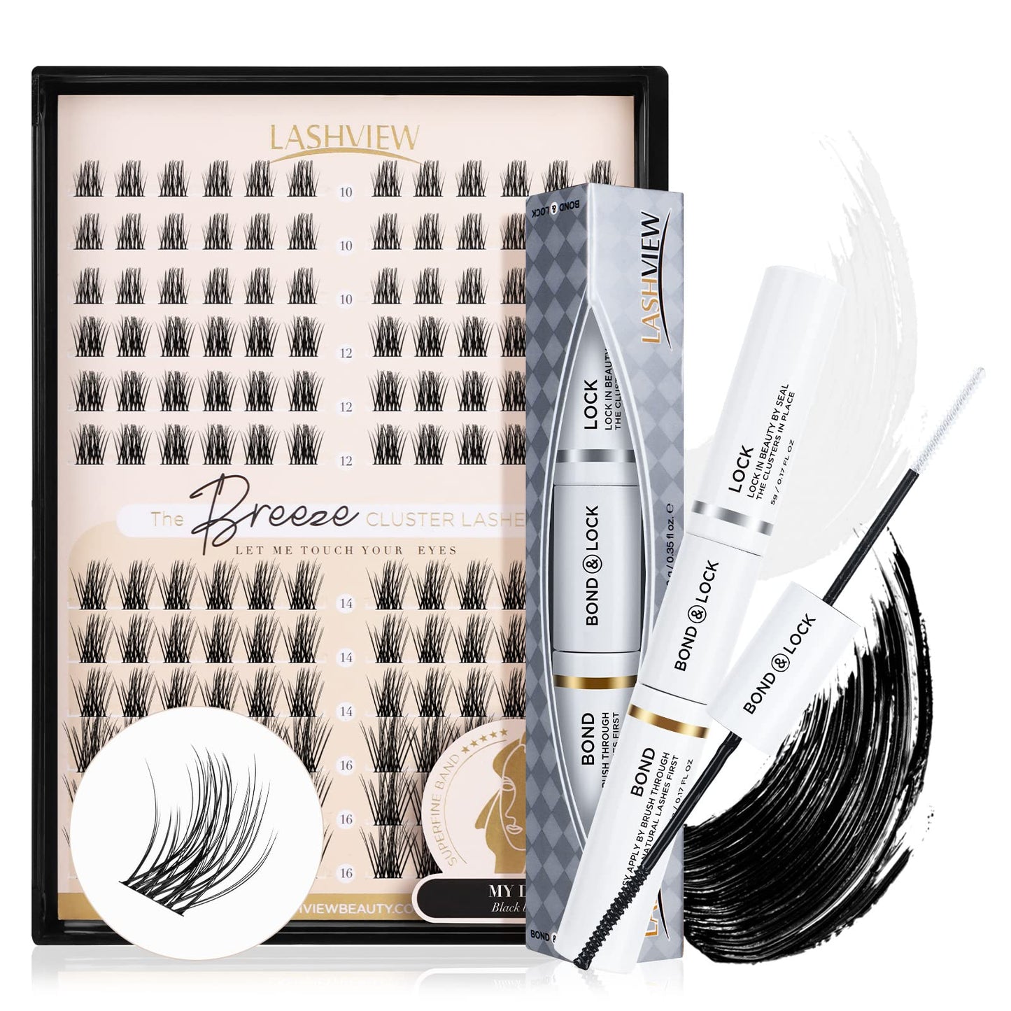 LASHVIEW Cluster Lashes Individual Lashes Mega Volume Superfine Brand and Soft DIY Eyelash Extension Natural Look Reusable Wispy Eyelash Clusters (Natural C&Lash Bond and Seal)