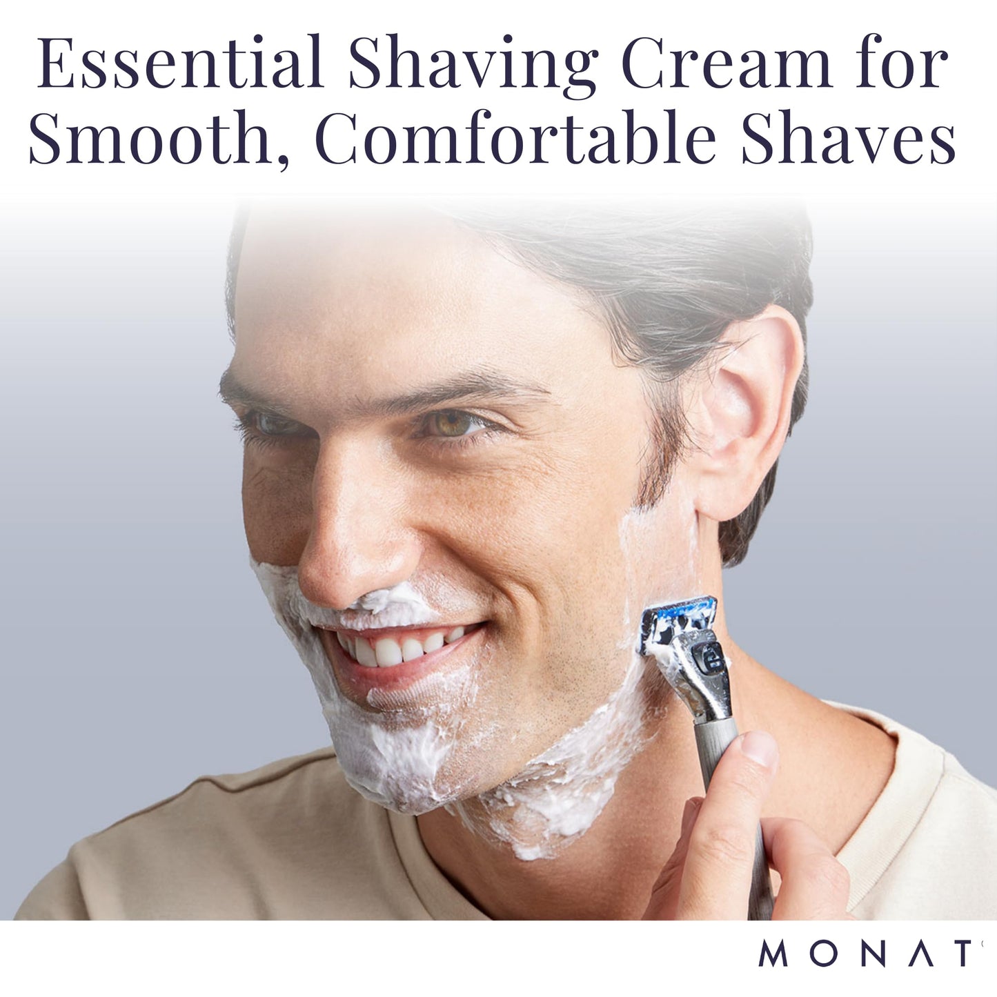 MONAT For Men Essential Shaving Cream - Natural Shaving Cream Includes Shea Butter, Coconut Oil, Aloe Vera, Ginger Root Extract, Panthenol, Avena Care & Coffee Seed Oil - Net Wt. 120 ml / 4 fl. oz.