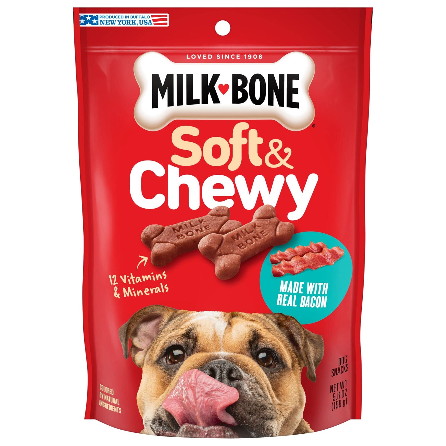 Milk-Bone Soft & Chewy Dog Treats, Bacon Recipe, 5.6 Ounce (Pack of 10), Made with Real Bacon