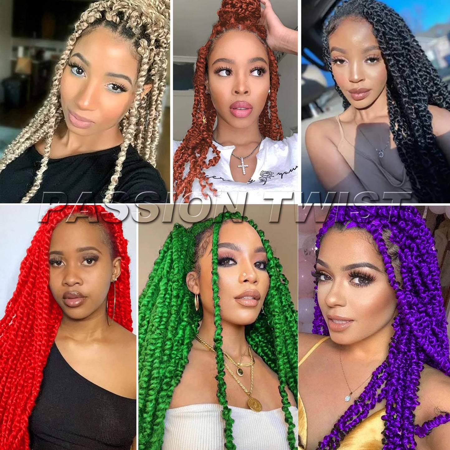 Passion Twist Hair 24Inch 6Packs Passion Twist Crochet Hair Water Wave Crochet Braiding Hair for Black Women (24Inch 6Packs, 1B#)