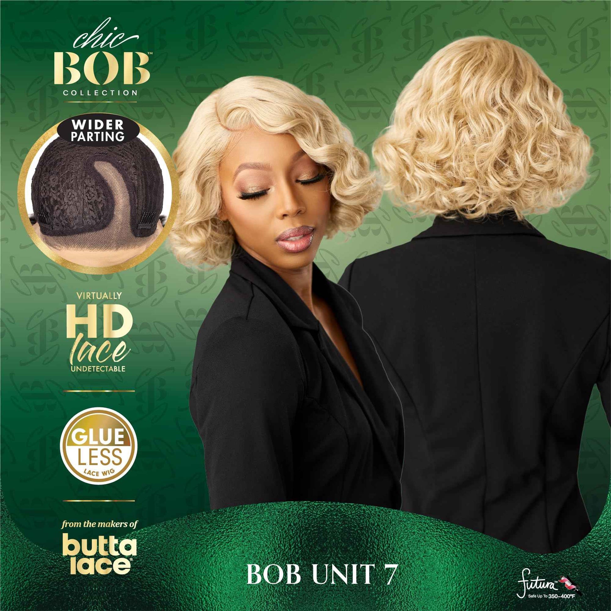 Sensationnel Chicbob Lace Frontwig - Bob Unit 7 Face Framing Glueless Wig Wide 5 Inch Deep Part Synthetic Preplucked Hairline (BALAYAGESUNKISSED)