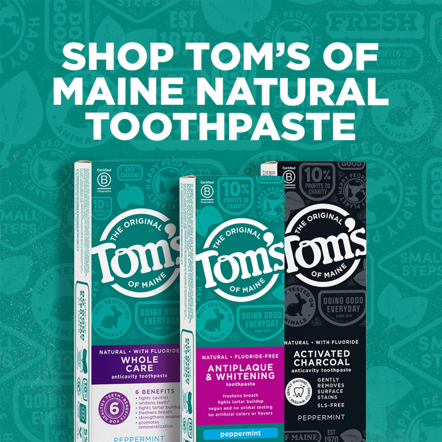 Tom's of Maine Fluoride-Free Antiplaque & Whitening Toothpaste, Travel Size, Peppermint, 1 oz. 12-Pack