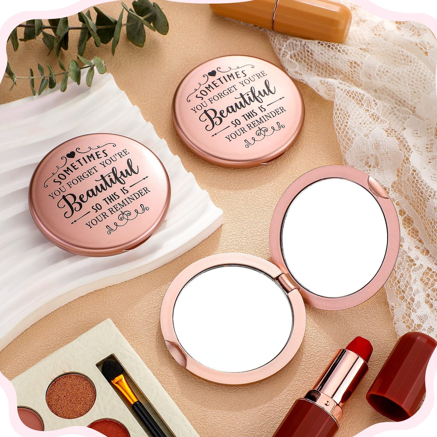 Tatuo 24 Set Compact Mirror Bulk Inspirational Appreciation Gifts Pocket Mirror for Women Gift Sets Pocket Makeup Mirrors for Purses for Bachelorette Bridal Party Souvenir Gift