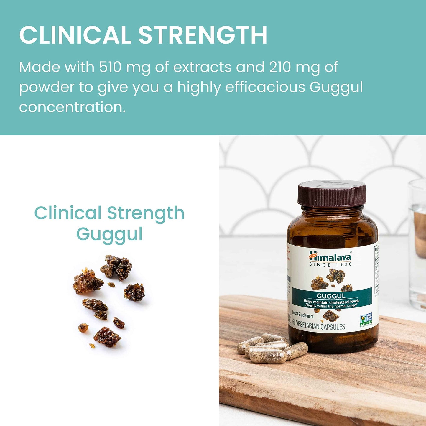 Himalaya Guggul, Cholesterol Supplement for Healthy LDL, HDL, and Triglyceride Levels, 750 mg, 60 Vegetarian Capsules, 1 Month Supply, 2 Pack