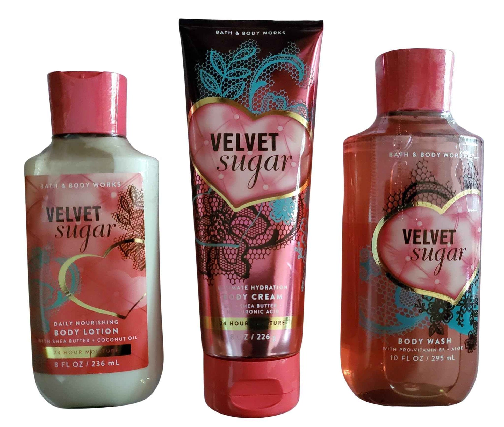 Bundle Pack Bath Body Works VELVET SUGAR Body Lotion, Body Cream & Shower Gel TRIO Pack