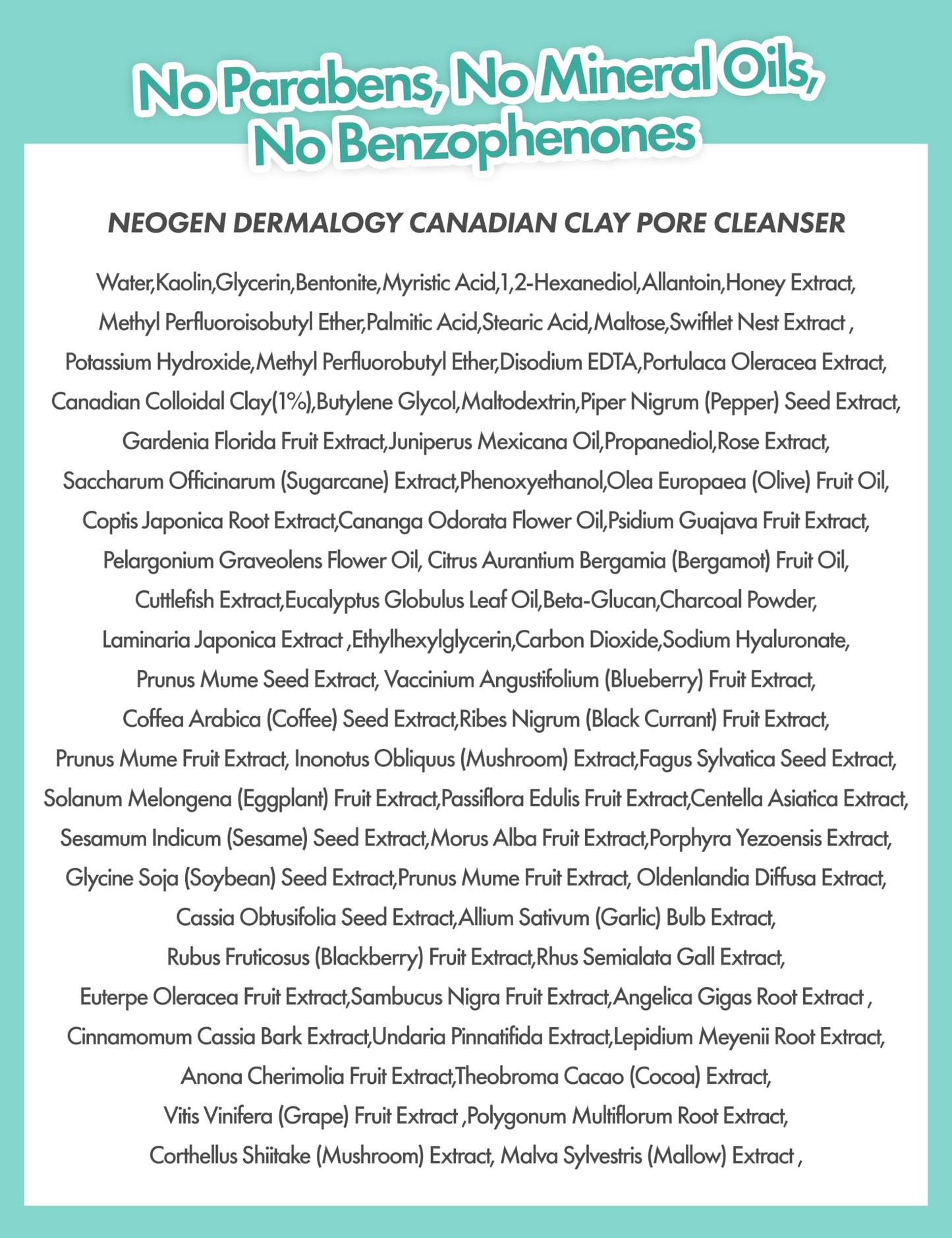 [K-Beauty] Neogen Dermalogy Canadian Clay Pore Cleanser | Deep Pore Cleansing Clay Face Mask w/Centella for Pores, Blackheads & Excess Sebum 4.2 oz