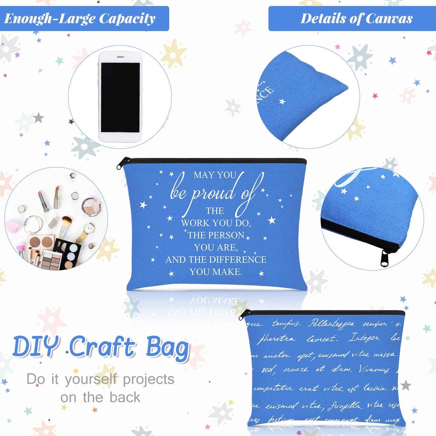 Sieral 20 Pcs Christmas Appreciation Gift Cosmetic Bags Xmas May You Be Proud Cosmetic Pouch Motivational Gift Canvas Makeup Bag with Zipper for Employee Vet Tech Medical Assistant Nurse(Multicolor)