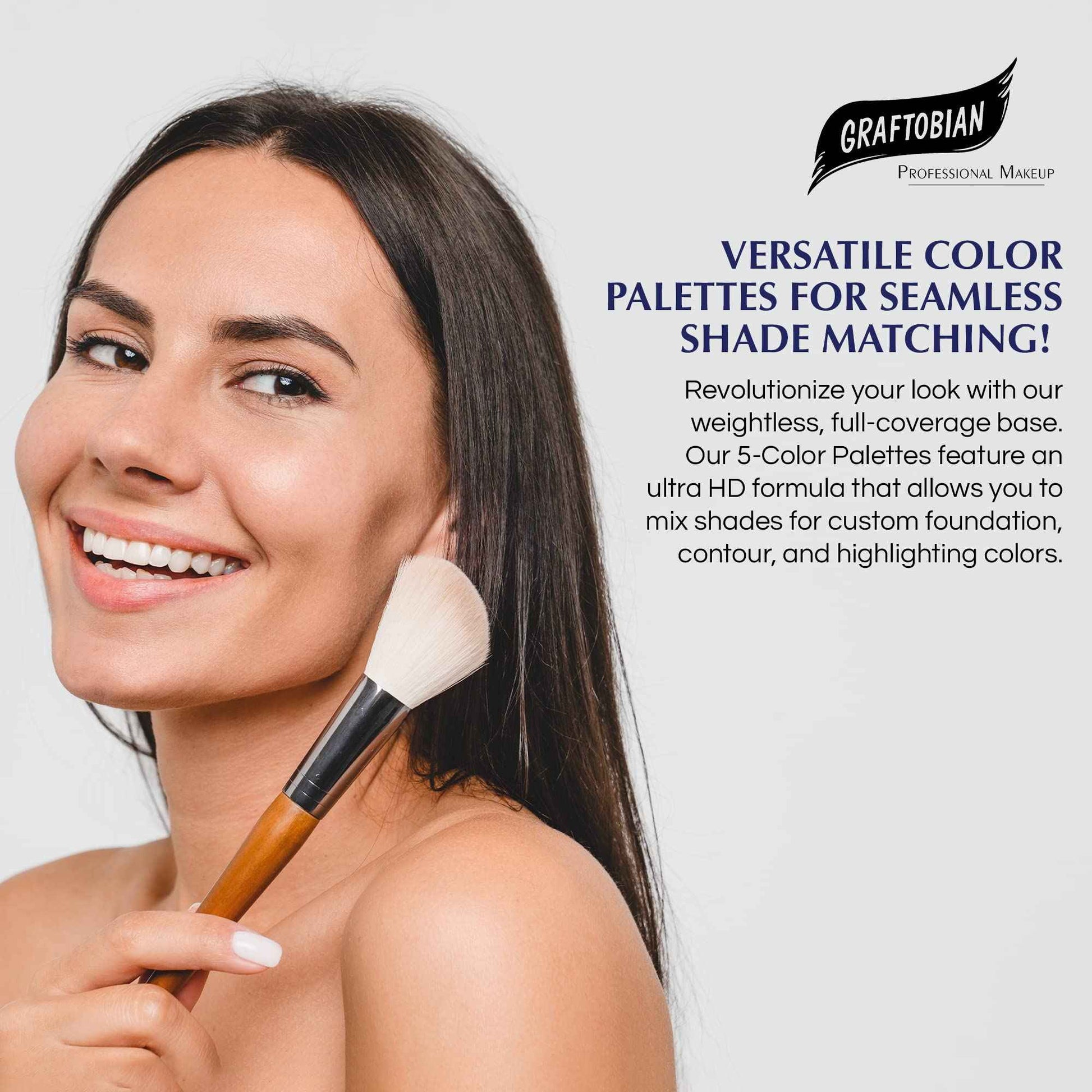 Graftobian HD Glamour Crème Foundation Palette (Warm #3) - High Definition 5 Color Makeup Palette, Cream Based Foundation Concealer and Contour Palette, Full Coverage - Medium/Dark Warm Skin Shades