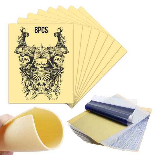 38Pcs 2 IN 1 Tattoo Practice Kit-8pcs 3mm Tattoo Silicone Fake Skin with 30pcs Transfer Paper,for Eyebrow Tattooing,Microblading,Double Sided Fake Skin for Beginners & Experienced Artist (5.9x7.8")