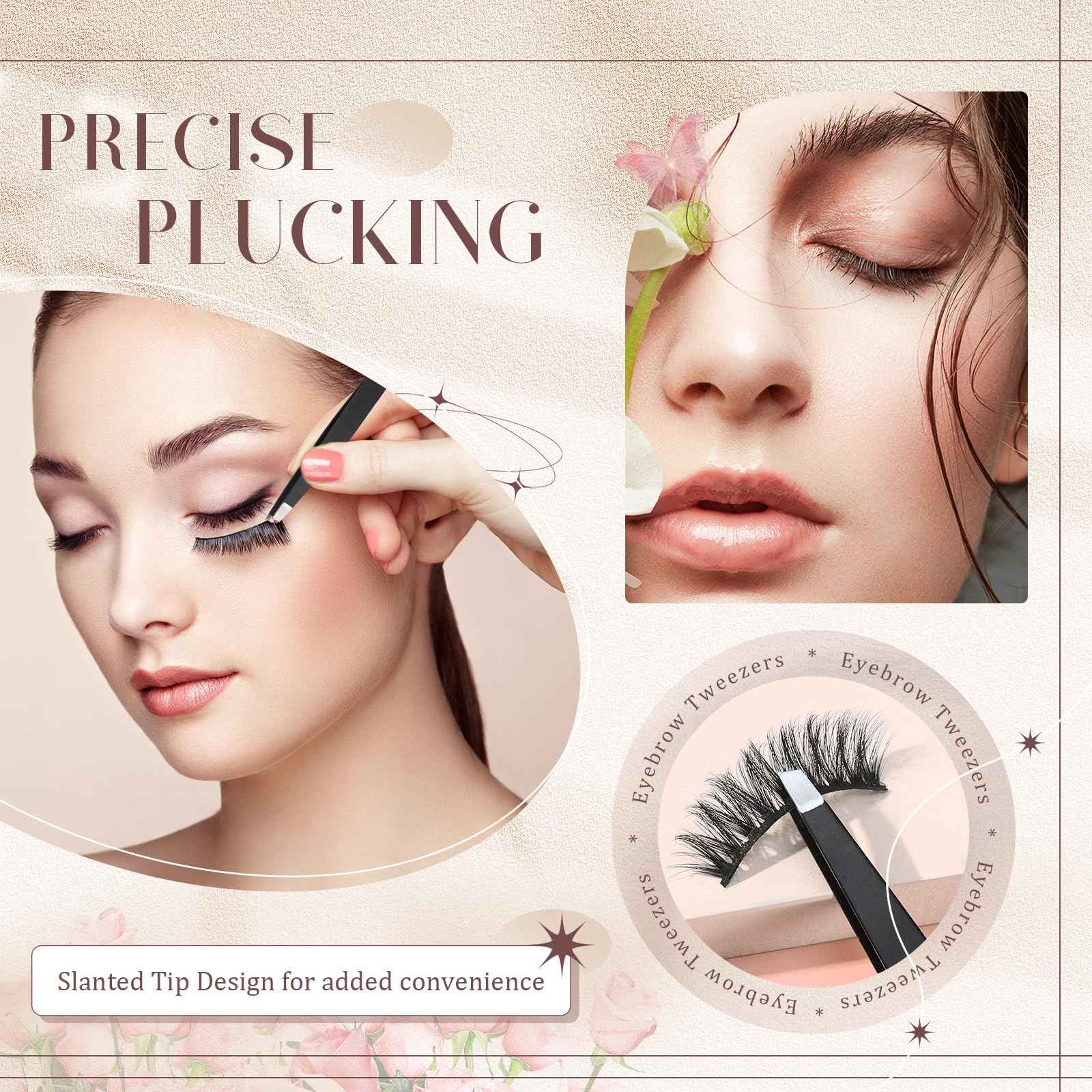 Lasnten 64 Pieces Eyebrow Tweezers for Women Men Slanted Precision Stainless Steel Tweezers Facial Hair Removal Ingrown Hair Eyelash Extension Plucking Blackhead(Black)