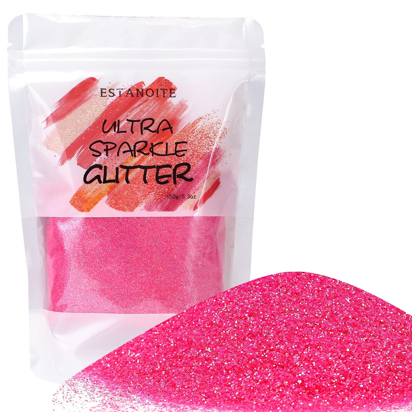 Rainbow Glitter 150g, Iridescent Glitter Powder for Resin Tumblers, Slime and Craft Making, Nail Art, Festival Decoration, Cosmetic Glitter for Body Face Hair (Punch Pink)