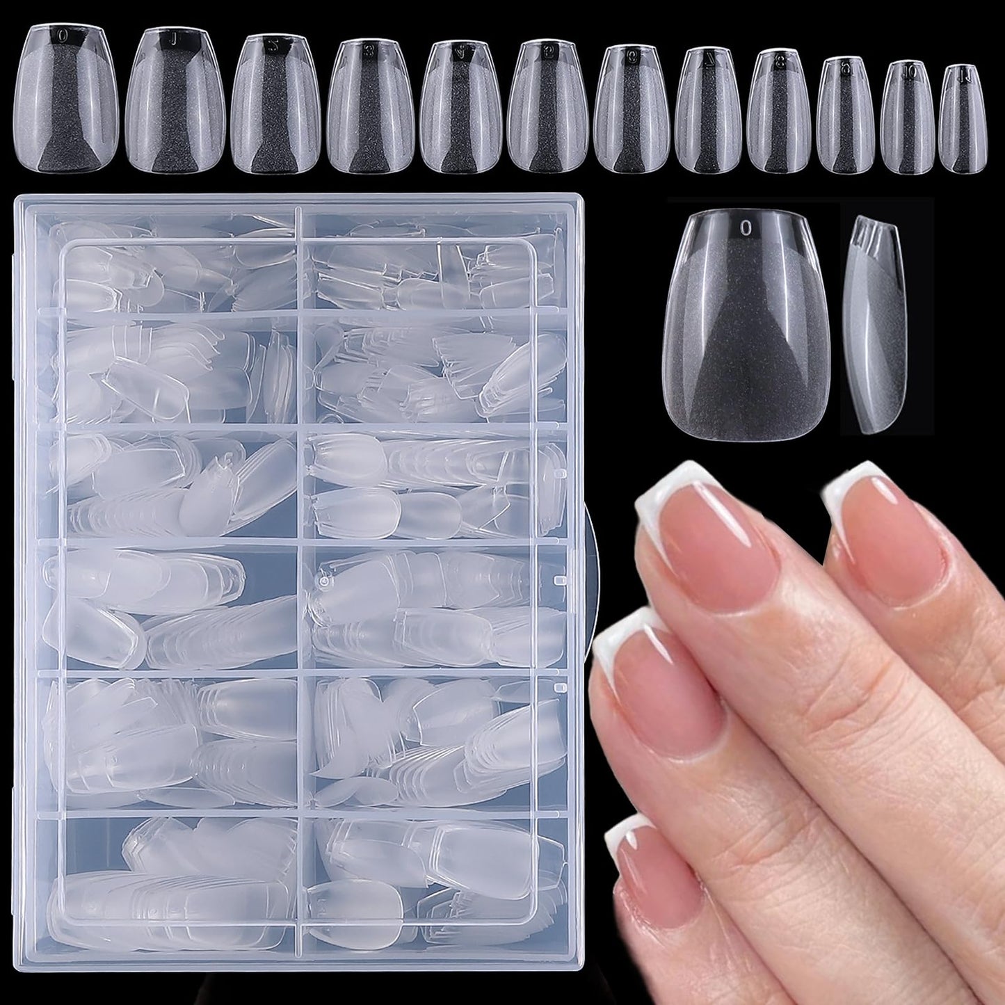 AddFavor Short Nail Tips Coffin, 600pcs Soft Gel x Nail Tips Short Coffin Clear Nail Tips Full Cover Acrylic Nail Tips for Nail Extension, Press on Nails Making