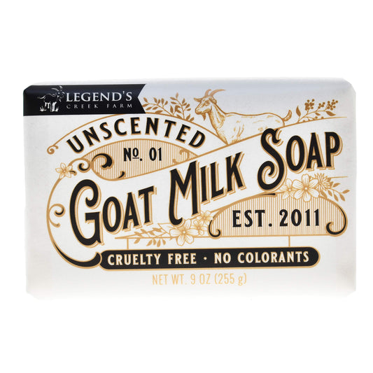 Legend's Creek Farm Goat Milk Soap - Triple Milled Cleansing Moisturizing Soap Bar for Hands and Body - 9 Oz Creamy Lather, Nourishing, Natural Soap for Sensitive Skin (Unscented, Pack of 1)