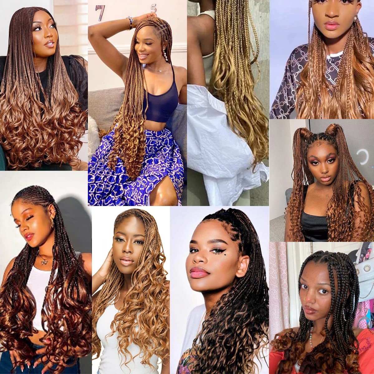 Luoyudu French Curly Braiding Hair 24Inch Loose Wavy 8 Packs #1B Black Bouncy Braiding Hair Extensions 75g/Pack Synthetic French Curl Crochet Hair Extensions（8packs,24Inch)