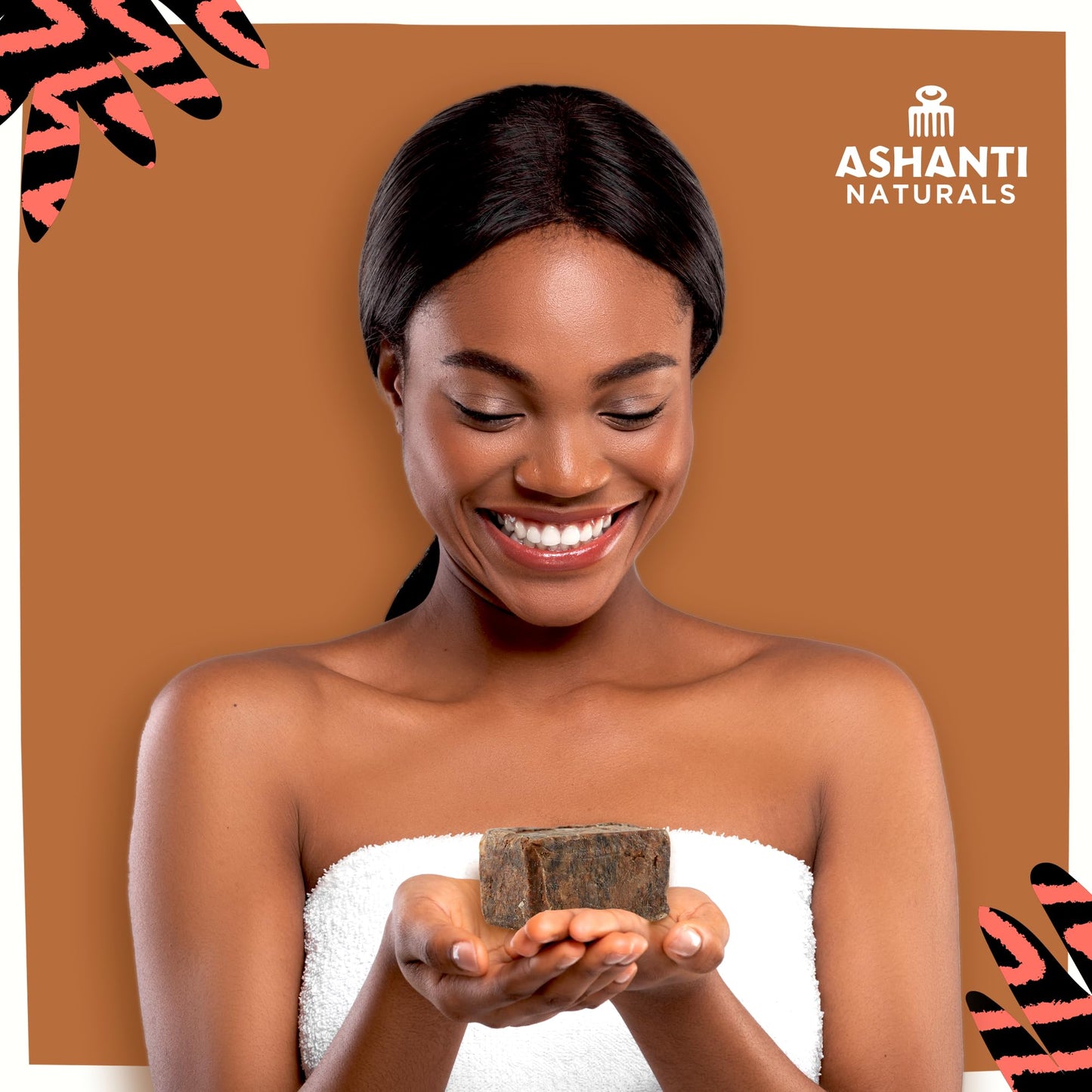 Ashanti Naturals Authentic African Black Soap Bar | Cleansing and Nourishing Black African Soap Bar| Acne Bar Soap with Shea Butter and Coconut Oil (16oz)