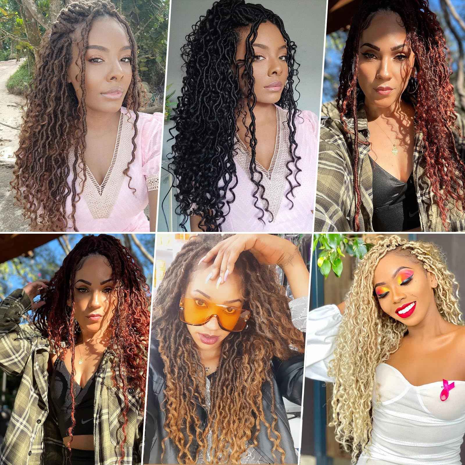 8Packs Goddess Locs Crochet Hair 22Inch Crochet Locs,Boho Faux Locs With Curly Ends River Hippie Locs Bohemian Locs Crochet Braids(1B/4/30, 22inch(Pack of 8))