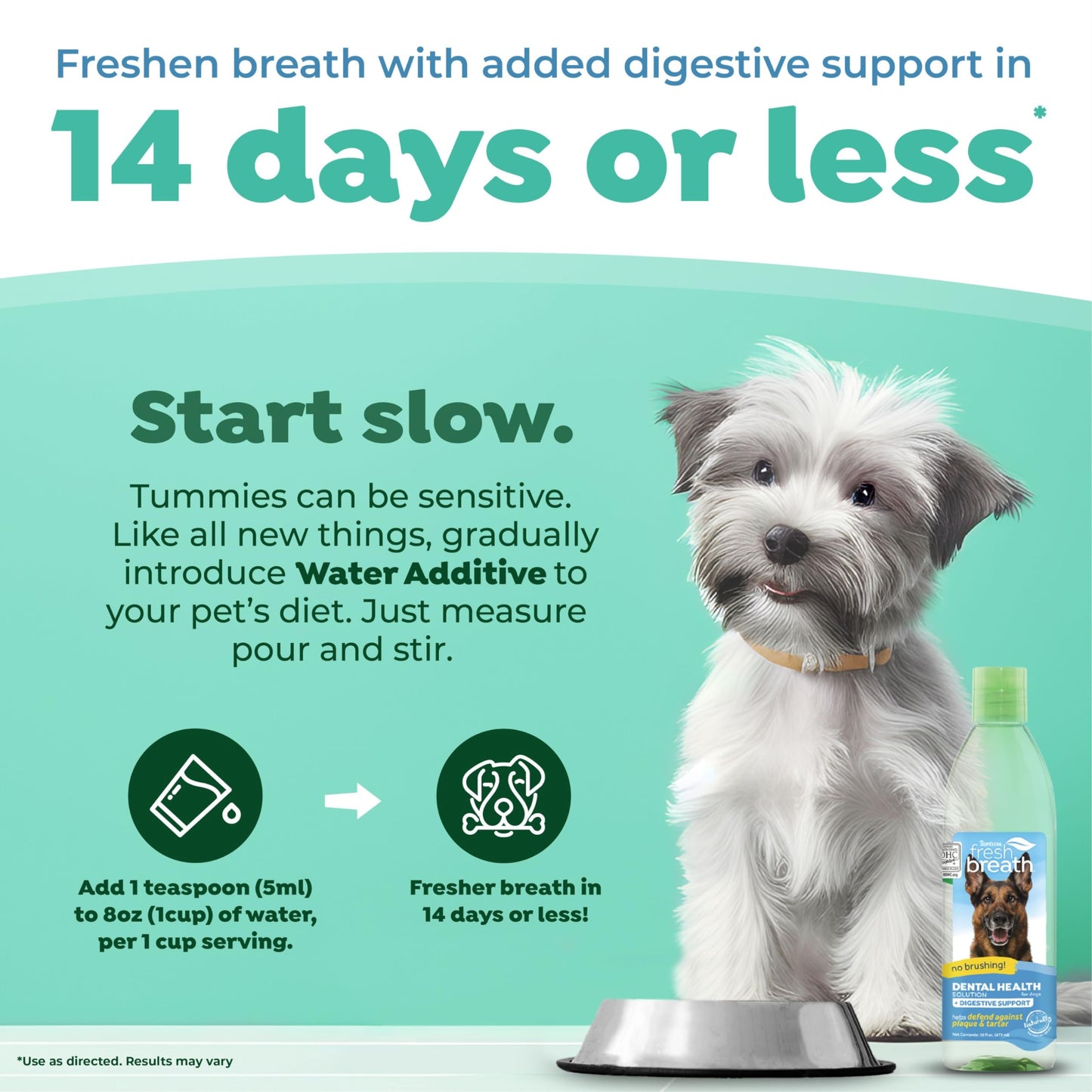 TropiClean Fresh Breath Plus Digestive Support | Dog Oral Care Water Additive | Dog Breath Freshener Additive for Dental Health | VOHC Certified | Made in the USA | 16 oz.