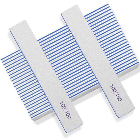 100 Pcs Professional Nail File - 100/100 Grit Nail Files, Acrylic Nail Files for Natural Nails, Nail Files and Buffers, Strong Nail File for Acrylic Nails, for Home and Salon Use