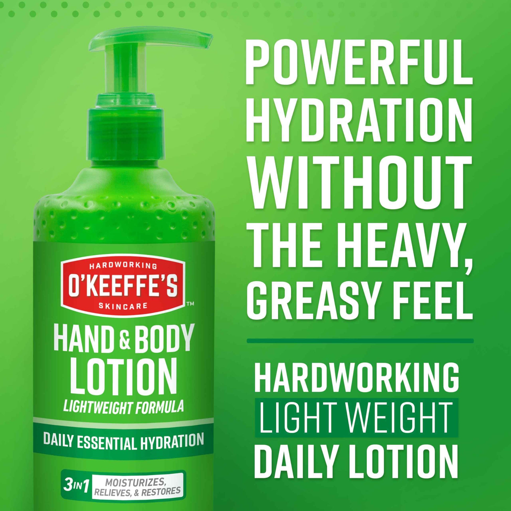 O'Keeffe's Hand and Body Lotion with Glycerin and Shea Butter - 12 oz Pump (1 Pack) - Daily Essential Hydration, Heals & Relieves Extremely Dry Skin