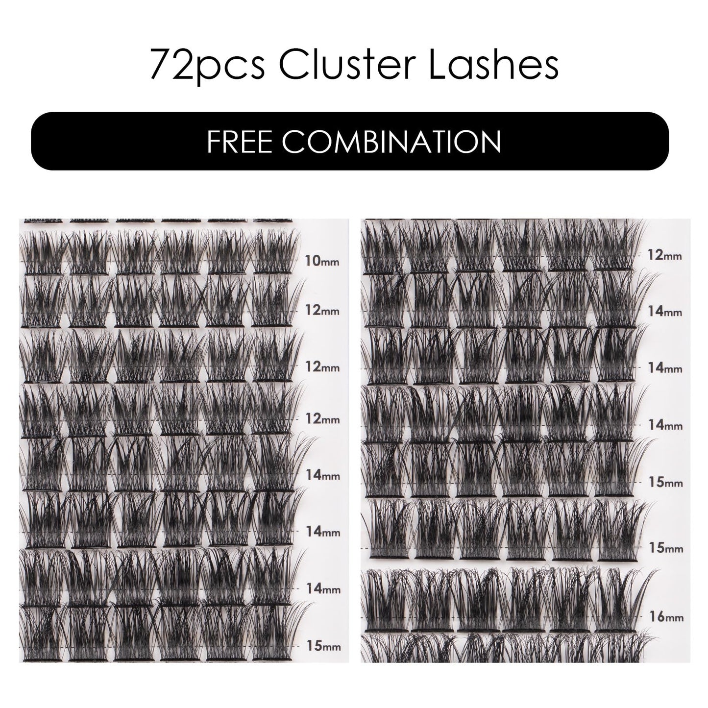 Cluster Lashes 72 Individual Lashes Clusters Eyelash Extensions False Eyelashes DIY Wispy Fluffy Lash Extension Reusable False Eyelashes Natural Look Mix 10-16mm C D Curl-DM28