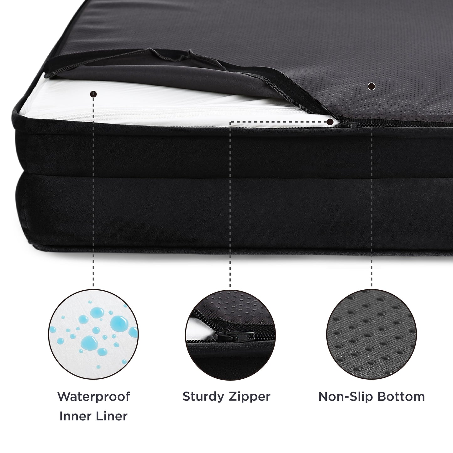 Bedsure Small Orthopedic Dog Bed - Washable Bolster Dog Sofa Beds for Small Dogs, Supportive Foam Pet Couch Bed with Removable Washable Cover, Waterproof Lining and Nonskid Bottom Couch, Black