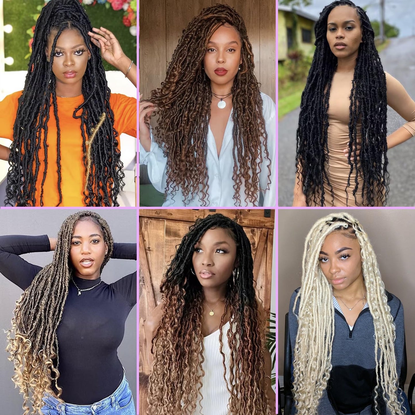 Leeven 30 Inch Long Bohemian Goddess Locs Crochet Hair 7 Packs Natural Black Soft Faux Locs Crochet Hair With Curly Ends 1B# Synthetic Wavy Crochet Locs With Curls for Black Women 84 Strands