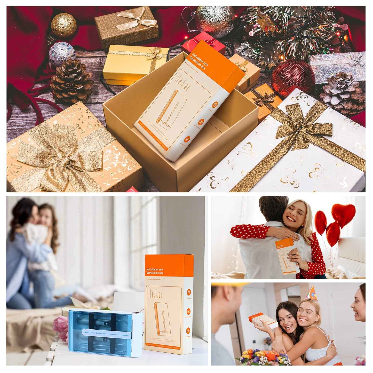 Nail Clipper Set with Disinfection Rechargeable Storage Box 6Pcs Manicure Pedicure Kit Stainless Steel Nail Grooming Tools Fingernail and Toenail Clipper Cutters Perfect Gifts for All Genders