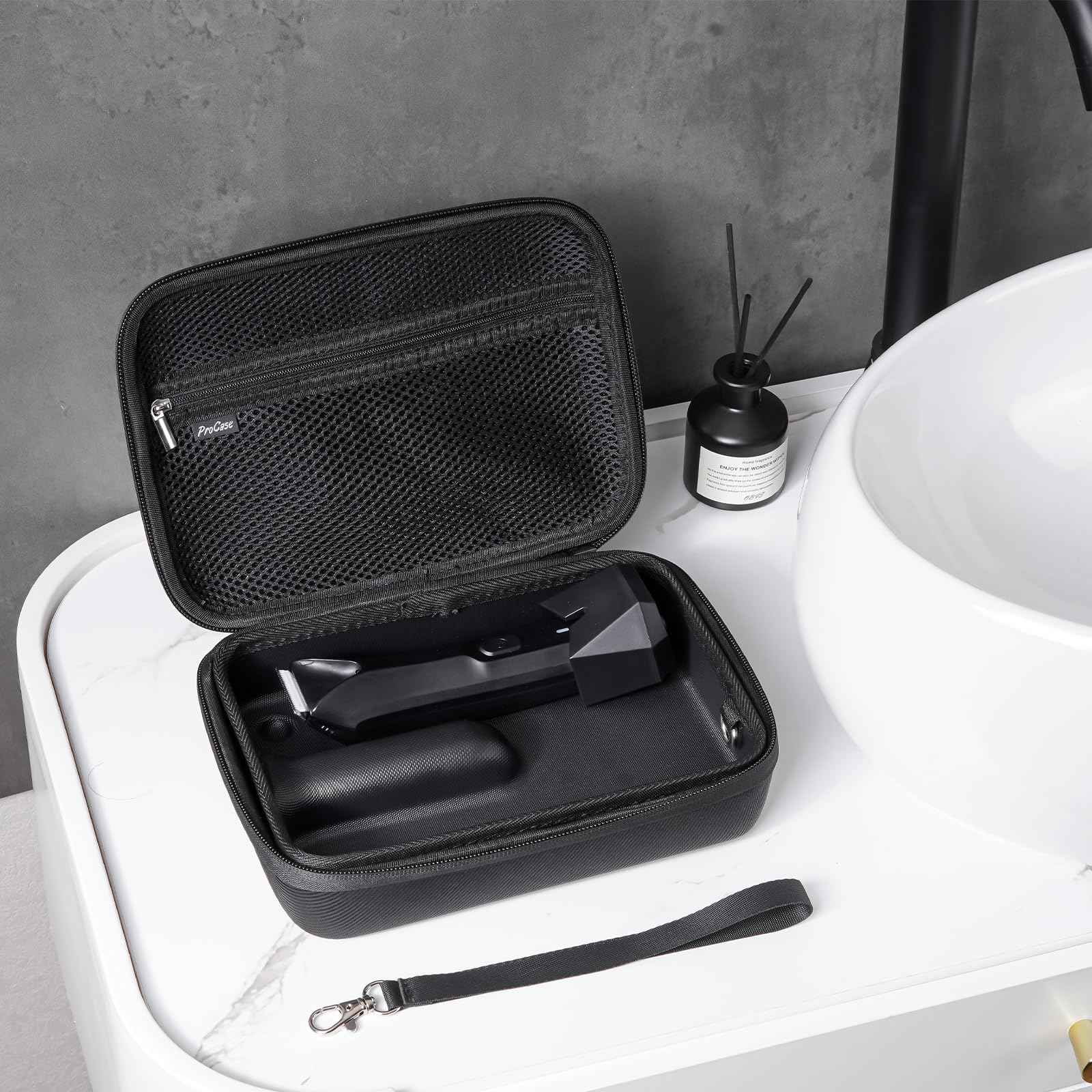 ProCase Hard Case for Meridian Trimmer and Shaver, Electric Groin Body Pubic Hair Trimmer Organizer, Travel Carrying Bag for Electric Razor and Accessories, With Removable tray -Black (Case Only)