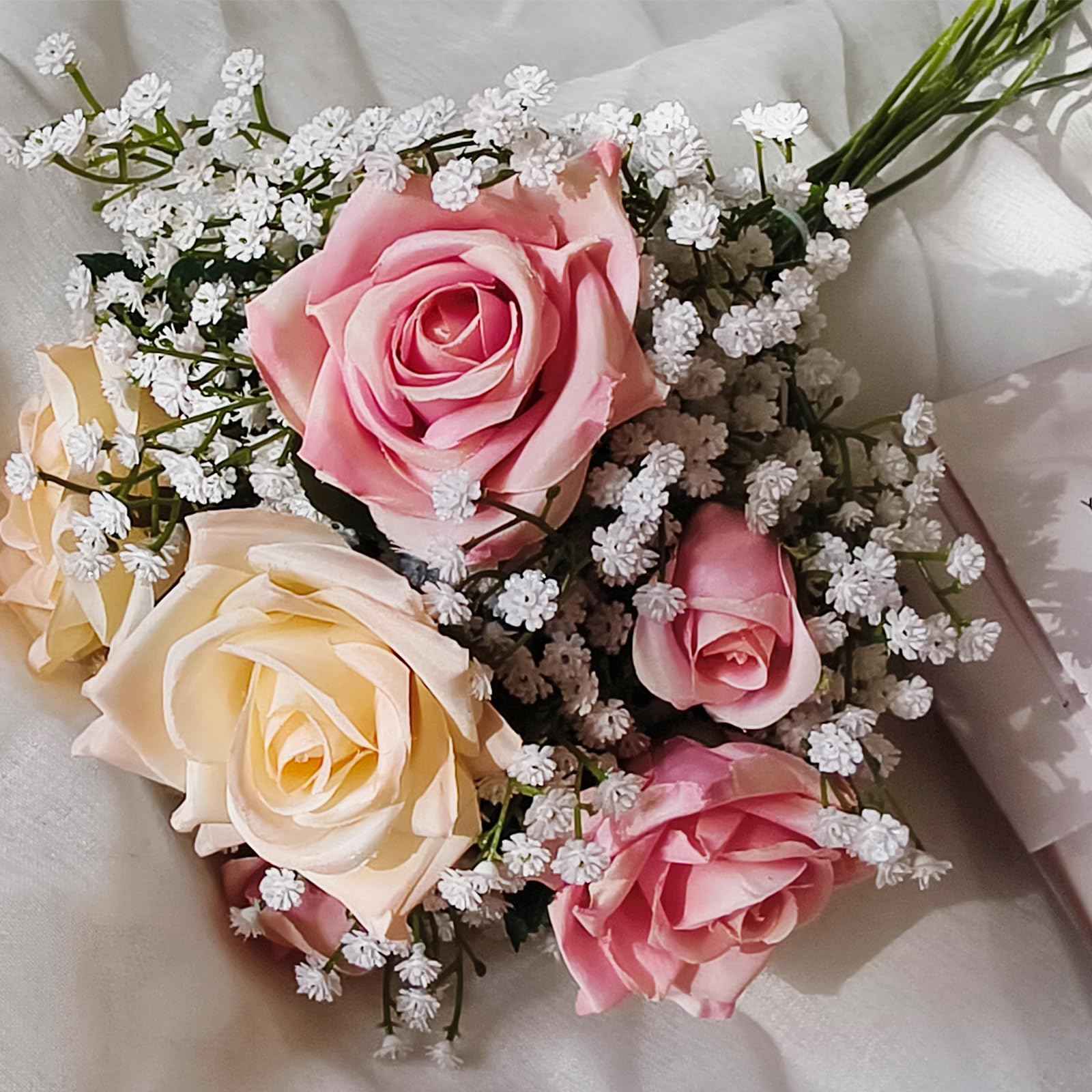 15 Pcs Babys Breath Artificial Flowers, Baby Breath Flowers Artificial Bulk, Real Touch Baby’s Breath Babies Breath Long Stems, Fake White Gypsophila For Bonquet Vase Wedding Decor Flower Arrangement