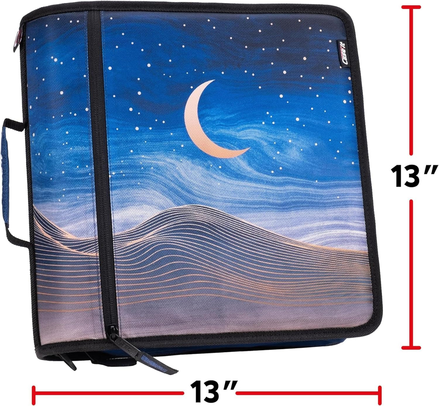 Case-it Mighty Zip Tab Zipper Binder, 3" O-Ring with 5-Color tabbes, Expanding File Folder and Shoulder Strap and Handle, D-146- Desert Night