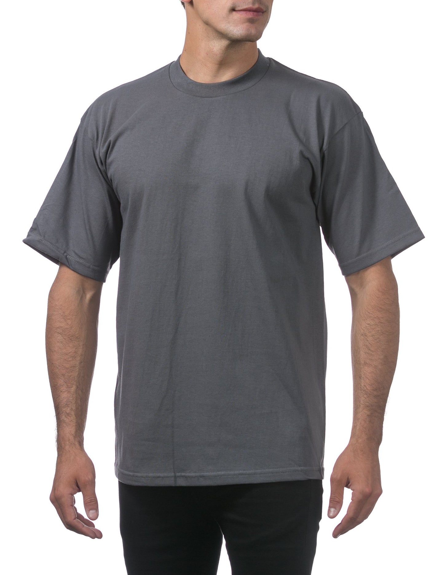 Pro Club Men's Heavyweight Cotton Short Sleeve Crew Neck T-Shirt, Graphite, Small