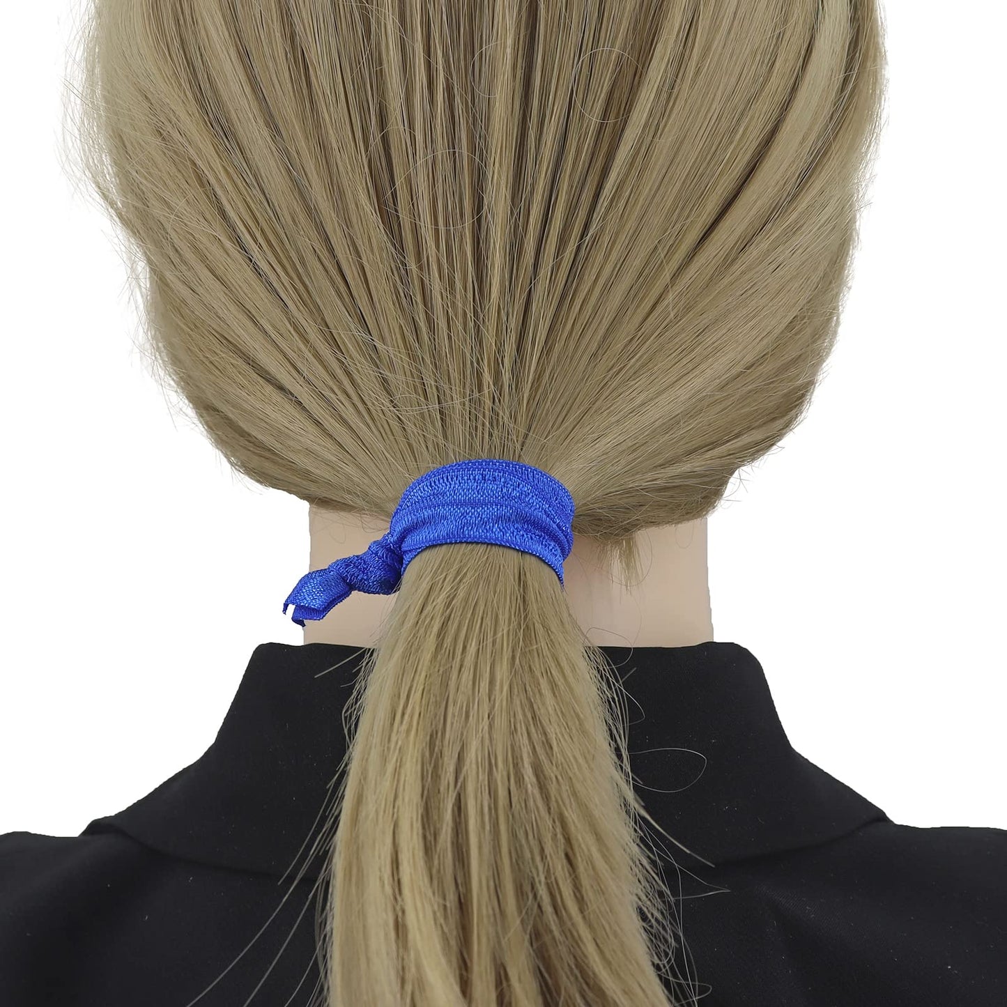 50 Pack Solid Color Knotted Hair Ties - No Crease Hair Ponytail Elastics for Women and Girls (blue)