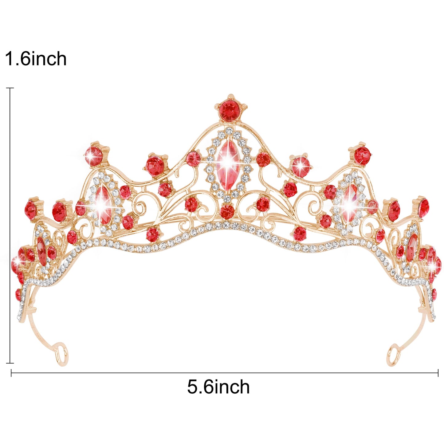 Vovii Tiaras for Women Princess Crown Headband Birthday Queen Rhinestone Shiny Red Tiara for Women Princess Decoration for Party, Birthday, Halloween, Photo, Gift, Christmas