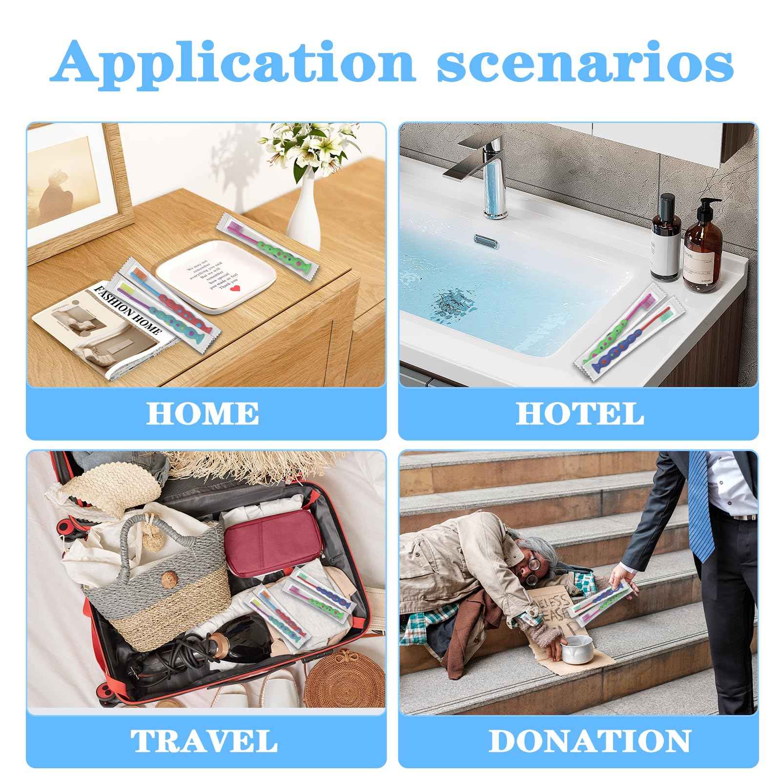 Akulgaci 100 Pack Kids Toothbrush Soft bristles Toddler Lovely Toothbrush with Suction Cup Bulk, Includes Travel Covers, Individually Wrapped Toothbrushes for Kid Home School Daycare Camp (Candy)