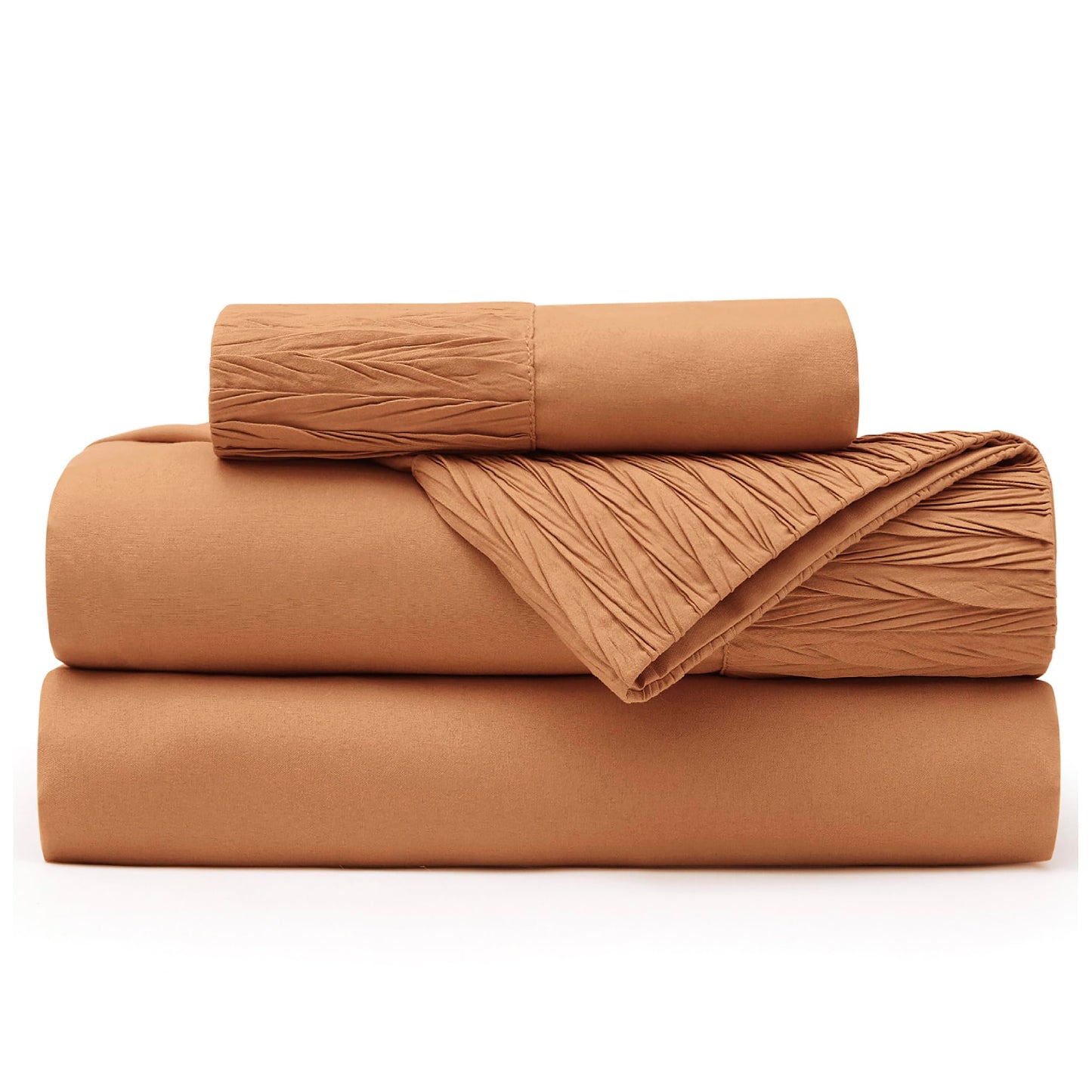 Bedsure Twin Sheets Set - Soft Twin Bed Sheets, 3 Pieces Hotel Luxury Burnt Orange Sheets Twin, Easy Care Polyester Microfiber Cooling Bed Sheet Set