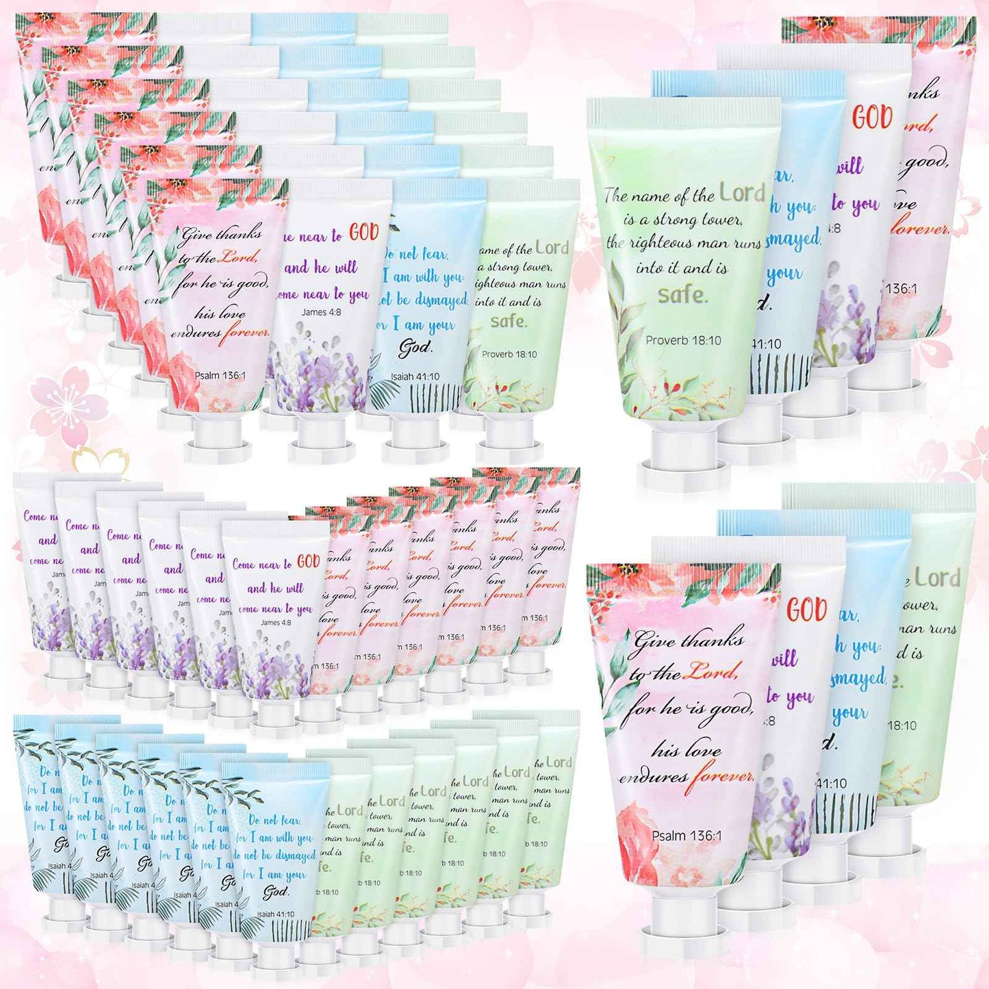 Landhoow 72 Pack Christmas Christian Hand Cream Bulk for Women Thanksgiving Bible Travel Hand Lotion Set Religious Bible Verse Gift for Employee Coworker Team Church Wedding Homeless