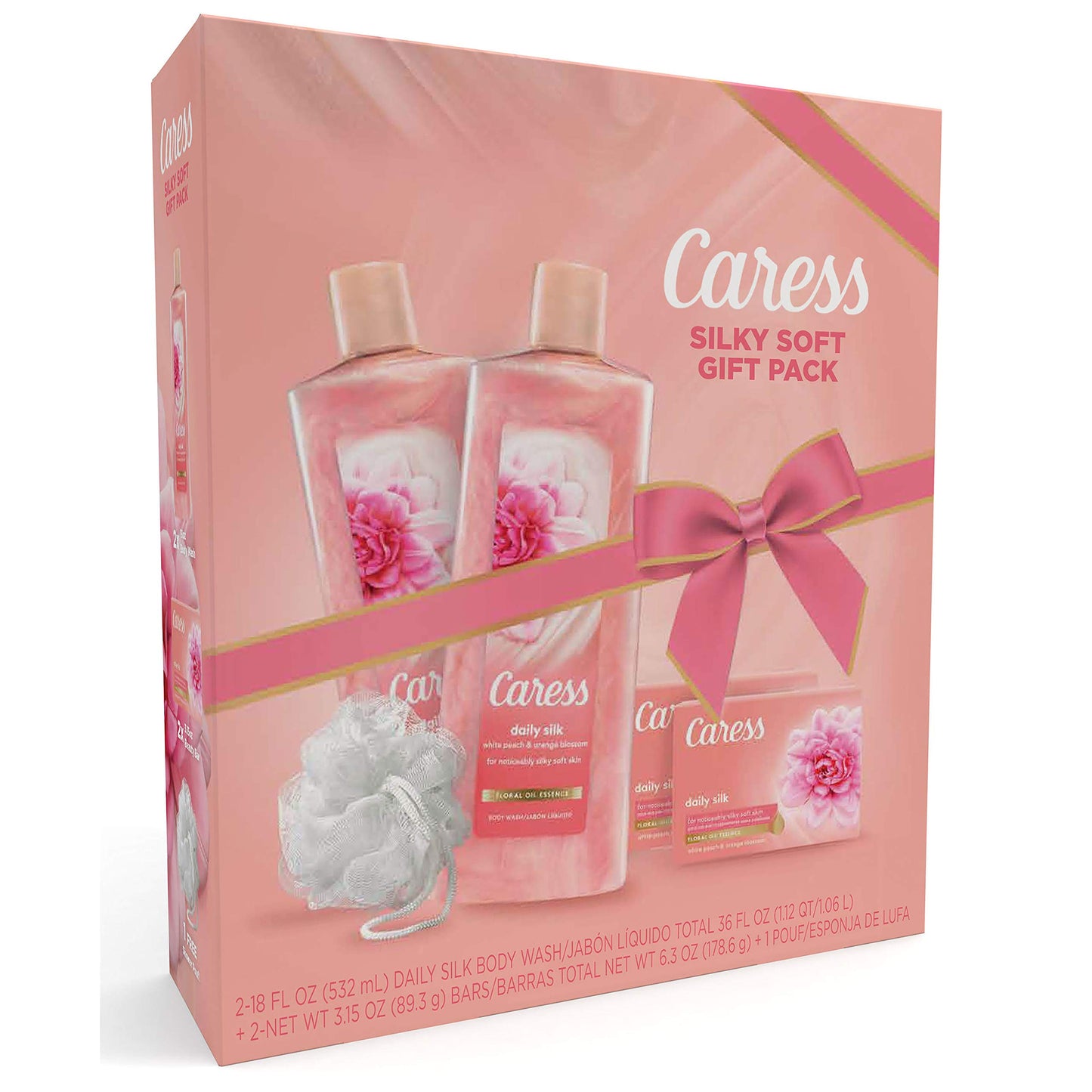 Caress Daily Silk Bar Soap & Hydrating Body Wash Gift, 4 count