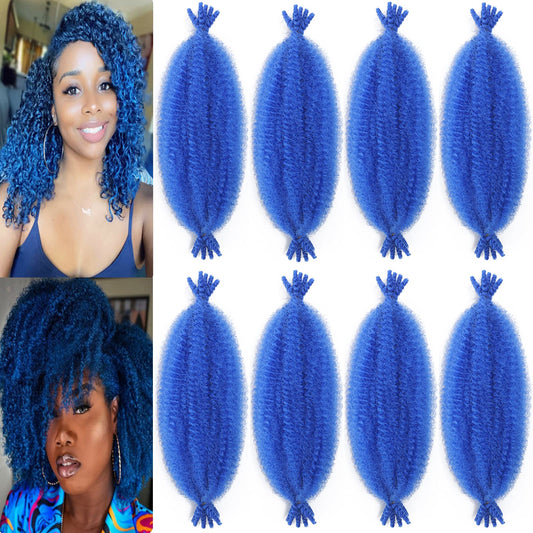 12 Inch Springy Afro Twist Hair 8 Packs Marley Twist Braiding Hair Blue Pre-Separated Spring Twist Hair for Soft Locs Crochet Hair Marley Hair Extensions Suitable for Black Women